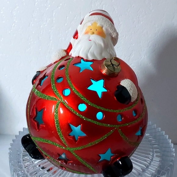 Christmas QVC Home Reflections Ceramic Santa Luminary Flameless LED Ornament - Picture 8 of 10